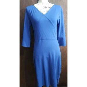HYBRID Cobalt royal blue Faux Wrap Crossover Sheath Dress Size Medium
